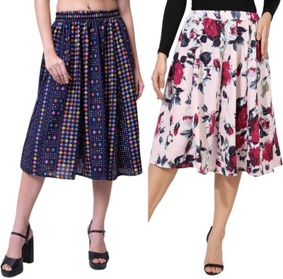 Mannat Diva Printed Women A-line Multicolor Skirt