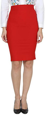 HRIKSHIKA FASHION Solid Women Pencil Red Skirt