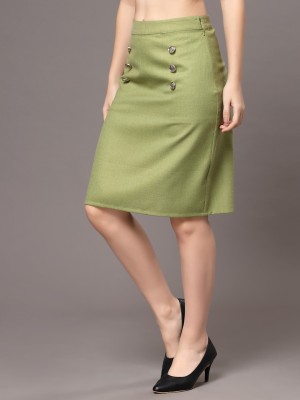 KASSUALLY Solid Women Tube Green Skirt