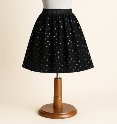 yashsawini Embroidered Girls A-line Black Skirt