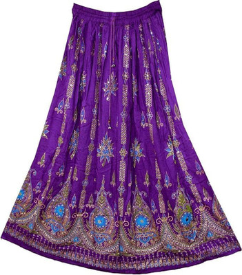 VINIROH Floral Print Women Flared Purple Skirt