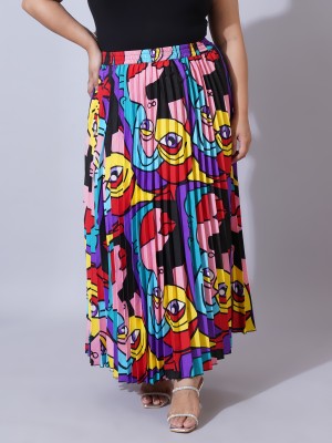 U&F Beyond Printed Women Flared Multicolor Skirt