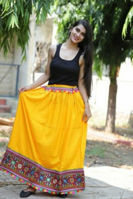 raghudas Embroidered Women Regular Yellow Skirt