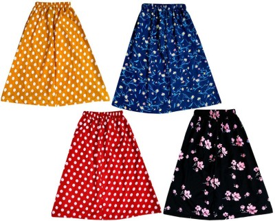 KAVYA Floral Print Girls Flared Yellow, Red, Black Skirt