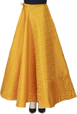lizoor Printed Women Flared Yellow Skirt