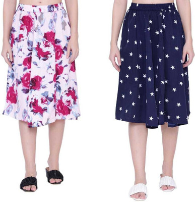 Mannat Diva Floral Print Women A-line Multicolor Skirt