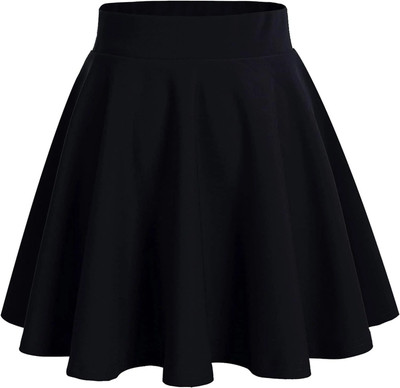 CuisineX Solid, Self Design Women Flared Black Skirt