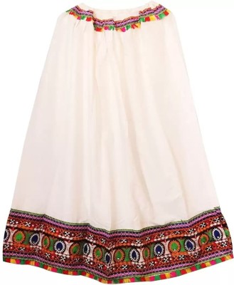 raghudas Embroidered Women Regular White Skirt