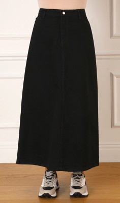 Tripursundari Fashion Solid Women A-line Black Skirt