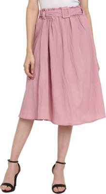 V-MART Solid Women Regular Pink Skirt