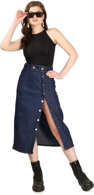 AKSHA CREATION Self Design Women Straight Dark Blue Skirt