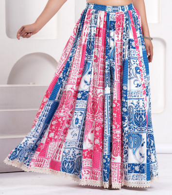Fashneto Printed Women Flared Multicolor Skirt