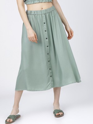 Tokyo Talkies Solid Women A-line Green Skirt