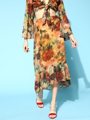 76% OFF on SASSAFRAS Floral Print Women A-line Brown Skirt 76% OFF on SASSAFRAS Floral Print Women A-line Brown Skirt