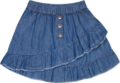 BUDDING BEES Solid Girls Flared Blue Skirt