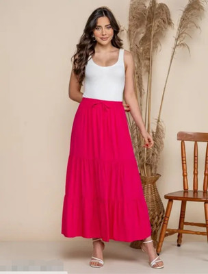 Mrfabrics Solid Women Regular Pink Skirt