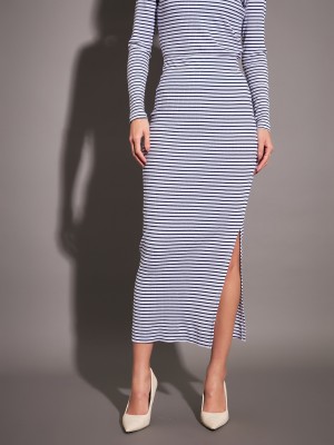 SASSAFRAS Striped Women Pencil Dark Blue Skirt