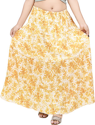TVESA Floral Print Women Regular Black Skirt
