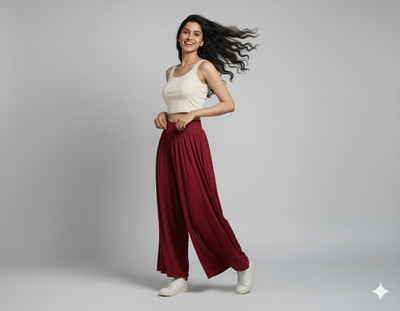 AzadFashion Flared Women Maroon Trousers