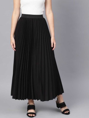 ROYAL TAYLOR Solid Women Pleated Black Skirt