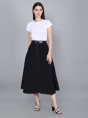 Codaisy Solid Women A-line Black Skirt