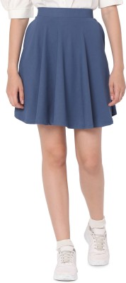 Smarty Pants Solid Women Flared Blue Skirt