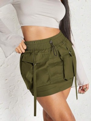 Tabadtod Solid Women Regular Dark Green Skirt