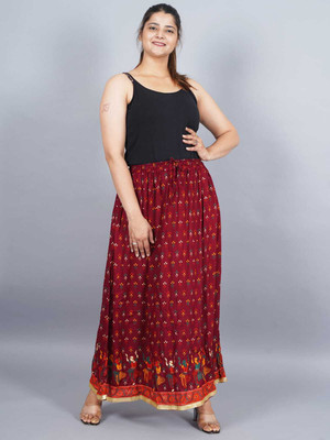 Stylo Urban Floral Print Women Pleated Maroon Skirt
