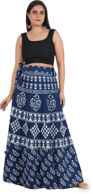 Style 98 Printed Women Wrap Around White Skirt