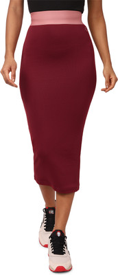 REEBOK Striped Women Regular Maroon Skirt