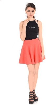 VAU FASHION Solid Women Flared Orange Skirt