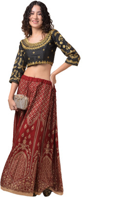 A R SILK DUPATTA HUB Printed Women Skorts Maroon Skirt