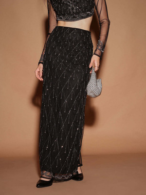 STREET9 Embellished Women Regular Black Skirt