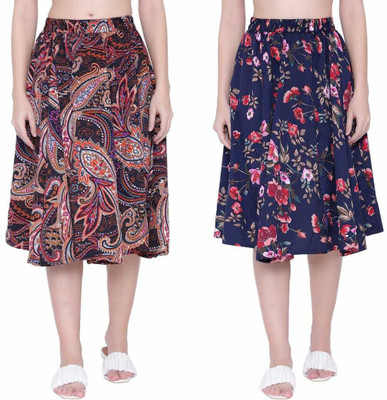 Manat Diva Printed Women Flared Multicolor Skirt