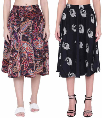 Manat Diva Printed Women Flared Multicolor Skirt