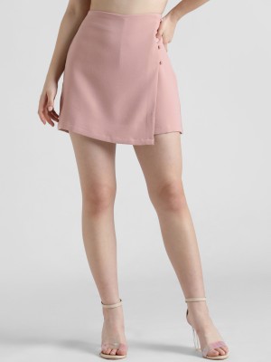 ONLY Solid Women Skorts Pink Skirt