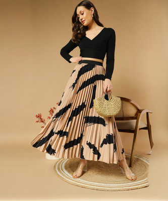 OTABU Printed Women A-line Beige Skirt