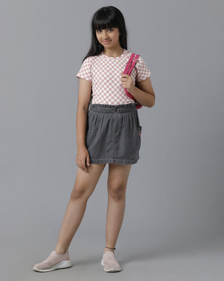 Under Fourteen Only Solid Girls Regular Grey Skirt