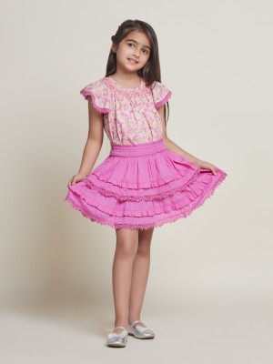 the tribe kids Self Design Girls Regular Pink Skirt