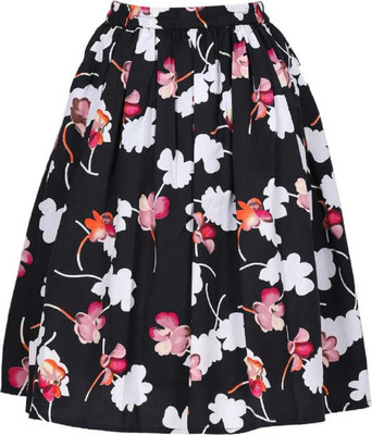 EKT FASHION Polka Print Girls A-line Black Skirt