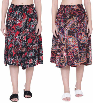 Mannat Diva Printed Women A-line Multicolor Skirt
