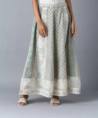 W Floral Print Women Flared Multicolor Skirt