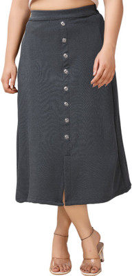 KH Enterprise Self Design Women Regular Grey Skirt