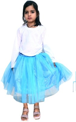 ALINA MODA Self Design Girls Regular Blue Skirt