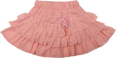 V-MART Self Design Girls Regular Pink, Pink Skirt