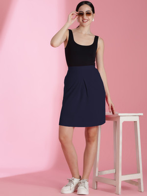 KOTTY Solid Women Regular Blue Skirt
