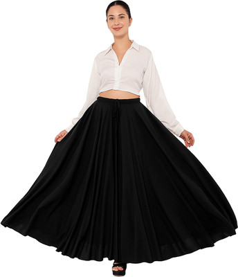 KAISH Solid Women Regular Black Skirt