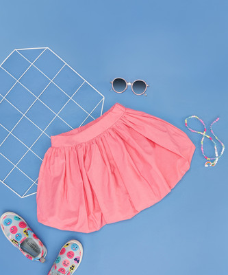 Pantaloons Junior Solid Girls Regular Pink Skirt