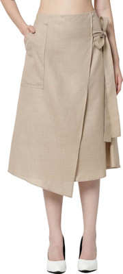 Office & you Solid Women A-line Beige Skirt