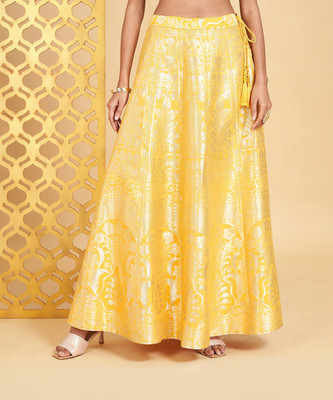 Rangmanch by Pantaloons Embroidered Women Flared Yellow Skirt
